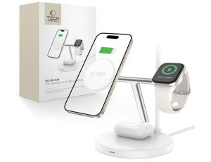 Ładowarka indukcyjna TECH-PROTECT QI15W-A35 3w1 Magnetic Biały Qi MagSafe