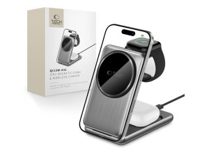 Ładowarka indukcyjna TECH-PROTECT QI15W A42 3w1 Srebrny Qi MagSafe