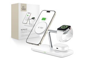 Ładowarka indukcyjna TECH-PROTECT QI15W A45 3w1 Biały Qi MagSafe