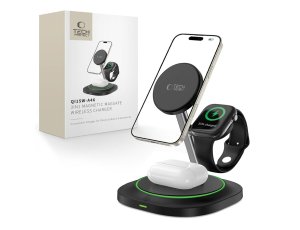 Ładowarka indukcyjna TECH-PROTECT QI15W-A46 3w1 Czarny Qi MagSafe