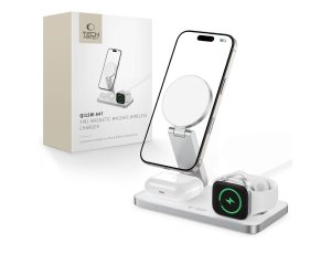 Ładowarka indukcyjna TECH-PROTECT QI15W-A47 3w1 Biały Qi MagSafe