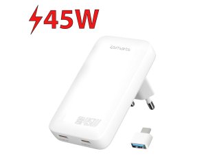 Ładowarka sieciowa 4SMARTS FlatPlug Slim Dual 45W Biały