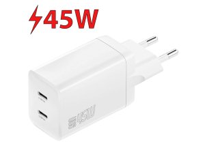 Ładowarka sieciowa 4SMARTS PDPlug Dual 45W GAN Biały