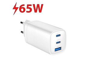 Ładowarka sieciowa ART AZ-U65W3 GaN 65W Biały