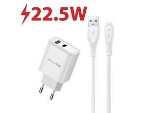 Ładowarka sieciowa AWEI PD81L-EU GaN 22.5W Biały