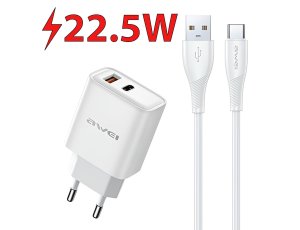 Ładowarka sieciowa AWEI PD81T-EU GaN 22.5W Biały