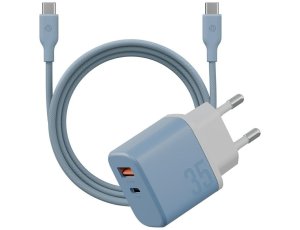 Ładowarka sieciowa BAZIC GoPort Velox 35W Niebieski + kabel USB-C - USB-C
