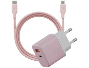 Ładowarka sieciowa BAZIC GoPort Velox 35W Różowy + kabel USB-C - USB-C