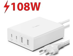 Ładowarka sieciowa BELKIN GaN Desktop Charger WCH010VFWH 108W Biały