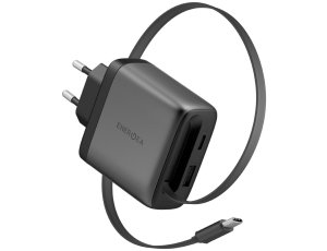 Ładowarka sieciowa ENERGEA AmpCharge Arc GaN65 65W + Kabel USB-C Szary
