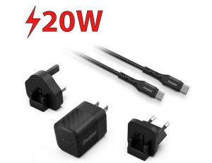 Ładowarka sieciowa ENERGIZER Ultimate Multiplug GaN 20W + Kabel USB-C - USB-C Czarny