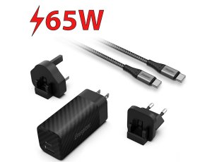 Ładowarka sieciowa ENERGIZER Ultimate Multiplug GaN 65W PD + Kabel USB-C - USB-C Czarny