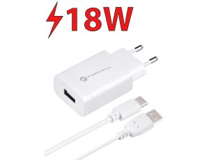 Ładowarka sieciowa FORCELL TFK-TC-1099 18W Biały + Kabel UBS - USB-C