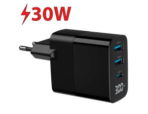 Ładowarka sieciowa GEMBIRD TA-UC-PDQC30LCD-BK-02 30W Czarny