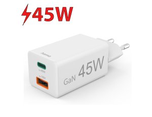 Ładowarka sieciowa HAMA Mini 201993 GaN PD/Qualcomm® 45W Biały