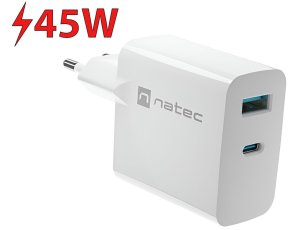 Ładowarka sieciowa NATEC Ribera GaN 45W Biały
