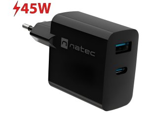 Ładowarka sieciowa NATEC Ribera GaN 45W Czarny