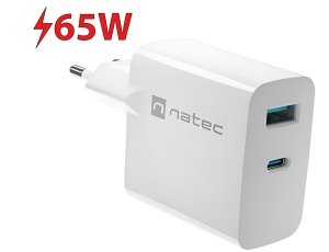 Ładowarka sieciowa NATEC Ribera GaN 65W Biały