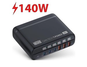 Ładowarka sieciowa NEWELL GaN Tech T-power 140W Czarny + zestaw adapterów