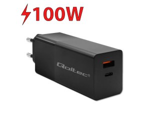 Ładowarka sieciowa QOLTEC GaN Power Pro PD 100W Czarny