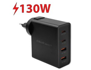Ładowarka sieciowa QOLTEC GaN Power Pro PD 130W Czarny