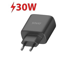 Ładowarka sieciowa SAVIO LA-06/B 30W Czarny