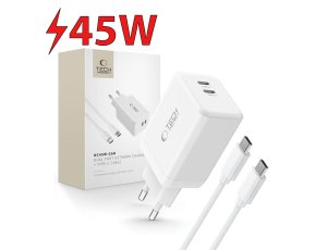 Ładowarka sieciowa TECH-PROTECT NC45W-GAN PD45W Biały