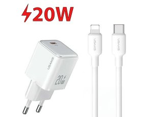 Ładowarka sieciowa USAMS US-CC183 X-Ron Series 20W Biały + Kabel USB-C - Lightning