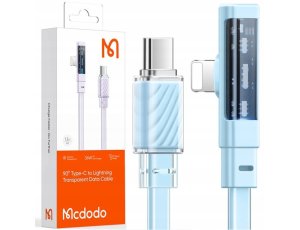 Mcdodo Kabel Kątowy USB-C Lightning Płaski 36W Do iPhone 13 14 Niebieski 2M