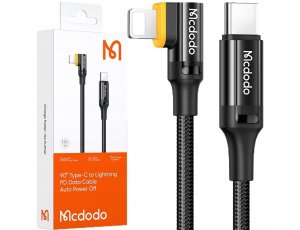 Mcdodo Kabel Kątowy USB-C Lightning Szybkie Ładowanie 36W Do iPhone LED 1M