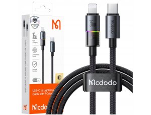 Mcdodo Kabel USB-C Szybkie Ładowanie Do iPhone Lightning 36W 1M LED Czarny