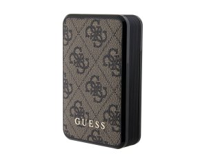 Powerbank GUESS 18W 10000mAh 18W 4G Leather Metal Logo Brązowy + Kabel