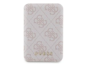 Powerbank indukcyjny GUESS 4G Leather Metal Logo 5000 mAh 15W Różowy