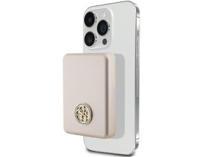 Powerbank indukcyjny GUESS 4G Strassed Metal Logo MagSafe 15W 5000 mAh Złoty