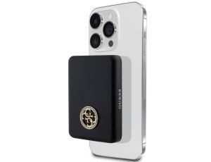 Powerbank indukcyjny GUESS 4G Strassed Metal Logo MagSafe 3000 mAh 5W Czarny