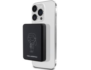 Powerbank indukcyjny KARL LAGERFELD Outline Ikonik MagSafe 5000 mAh 15W Czarny