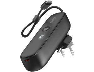 Powerbank SBS TETRBB5000PD20 Hybrydowy 5000 mAh Z wbudowaną wtyczką 20W Czarny
