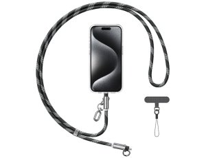 Smycz do telefonu z kablem do ładowania USB-C - Lightning USAMS SJ746 30W 1.2 m Czarny