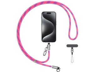 Smycz do telefonu z kablem do ładowania USB-C - Lightning USAMS SJ746 30W 1.2 m Różowy