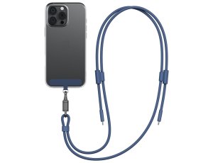 Smycz do telefonu z kablem do ładowania USB-C - USB-C ENERGEA Lasso Lanyard 240W 1.5 m Niebieski