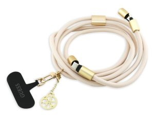 Smycz do telefonu z kablem do ładowania USB-C - USB-C GUESS Crossbody Strap 4G Charm 60W 1.5 m Beżowy