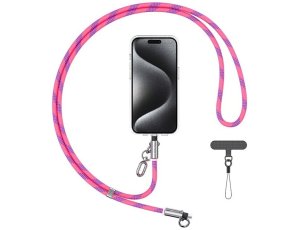 Smycz do telefonu z kablem do ładowania USB-C - USB-C USAMS SJ745 60W 1.2 m Różowy
