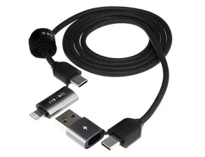 Wayme kabel do ładowania i synchronizacji, w oplocie z mikrofibry, 100 cm (4w1) USB / C > USB-C / Lightning, max 60W