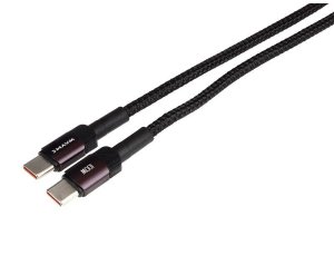 Wayme kabel do ładowania i synchronizacji, w oplocie z mikrofibry, 100 cm, USB-C > USB-C, max 100W, fioletowy