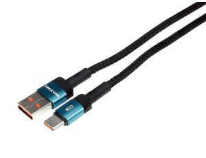 Wayme kabel do ładowania i synchronizacji, w oplocie z mikrofibry, 100 cm, USB > USB-C, max 100W, turkusowy