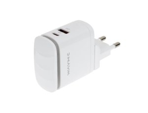 WAYME Ładowarka sieciowa 25W USB-C PD + QC3.0 z dotykową lampką LED + adaptery - wtyczki do gniazd eu, uk i usa