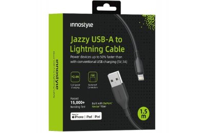 Innostyle Jazzy Kabel USB Lightning Mfi Szybkiego Ładowania Do iPhone Kevlar 2M Czarny