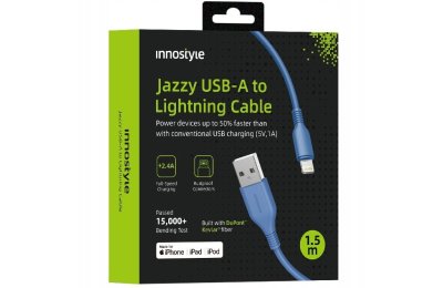 Innostyle Jazzy Kabel USB Lightning Mfi Szybkiego Ładowania Do iPhone Kevlar 2M Niebieski