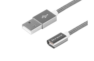 Kabel do ładowania i synchronizacji, w oplocie nylonowym, 120 cm, USB > magnes neodymowy