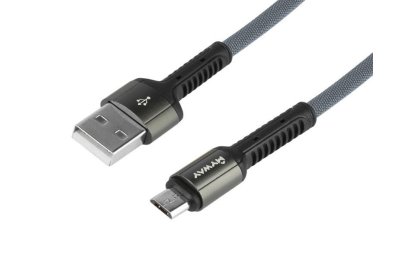 Kabel do ładowania i synchronizacji, w oplocie z mikrofibry, 200 cm, USB > micro USB